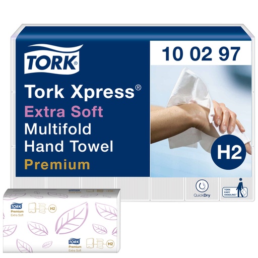[890324] Handdoek Tork H2 Xpress Premium multifold 2-laags 212x340mm 21x100 vel wit 100297