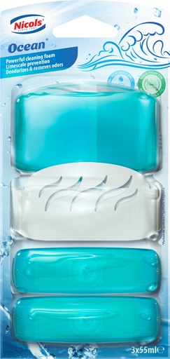 [891556] Toiletblok Air plus ocean 55ml met houder 3 stuks