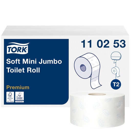 [892051] Toiletpapier Tork T2 Premium jumbo klein 2-laags 170m wit 110253