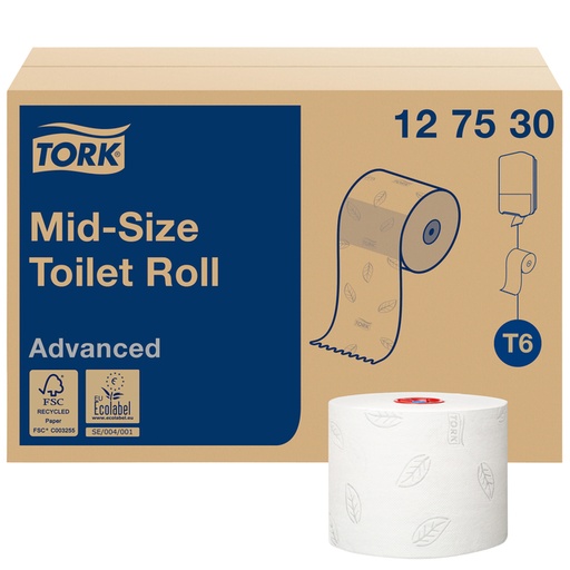 [892057] Toiletpapier Tork T6 Advanced systeemrol 2-laags 100m wit 127530