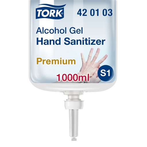 [892160] Handdesinfectie Tork S1 Premium alcoholgel ongeparfumeerd 1000 ml 420103