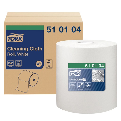 [892218] Reinigingsdoek Tork W1 Premium 1-laags 380m wit 510104