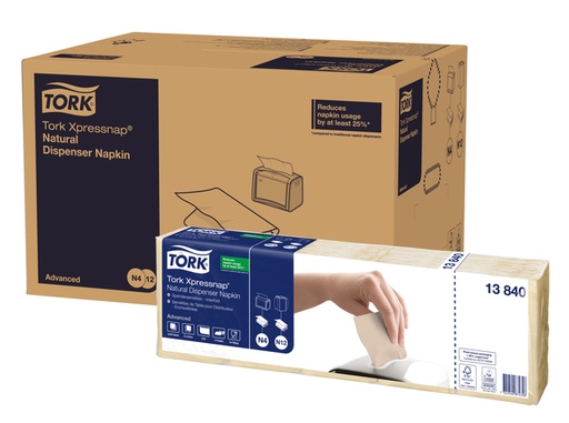 [892236] Servet Tork N4 Xpressnap Advanced 1/4 vouw 1-laags 213x330mm 1125 vel naturel 13840