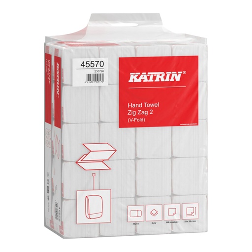 [892591] Handdoek Katrin z-vouw 2-laags 224x230mm 20x200 vel wit 45570
