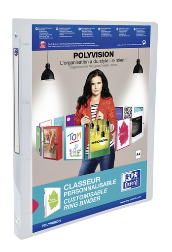 [257598] Presentatieringband Oxford Polyvision A4 4-rings O-mech 20mm transparant