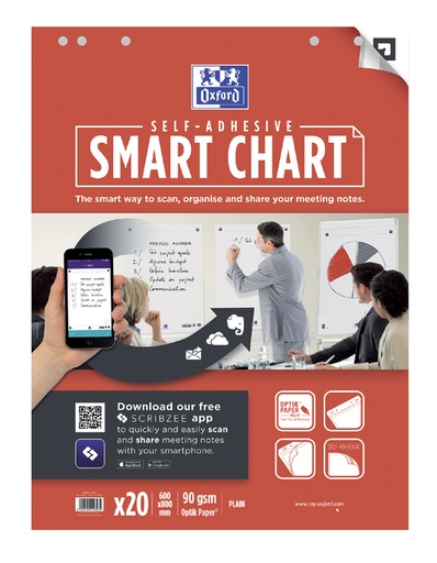 [920428] Flipoverpapier Oxford smart 60x80cm zelfklevend blanco 90gr 20 vel