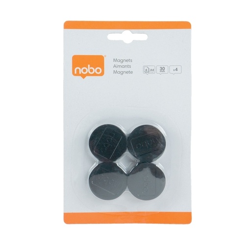 [921904] Magneet Nobo 30mm zwart 4 stuks