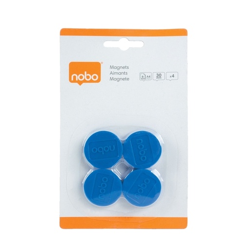 [921906] Magneet Nobo 30mm blauw 4 stuks
