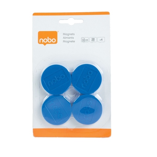 [921909] Magneet Nobo 38mm blauw 4 stuks