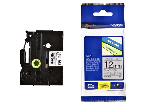 [930208] Labeltape Brother P-touch TZe-M931 metallic 12mm zwart op zilver