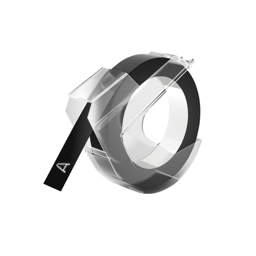 [930571] Reliëftape Dymo embossing plastic 9mm wit op zwart