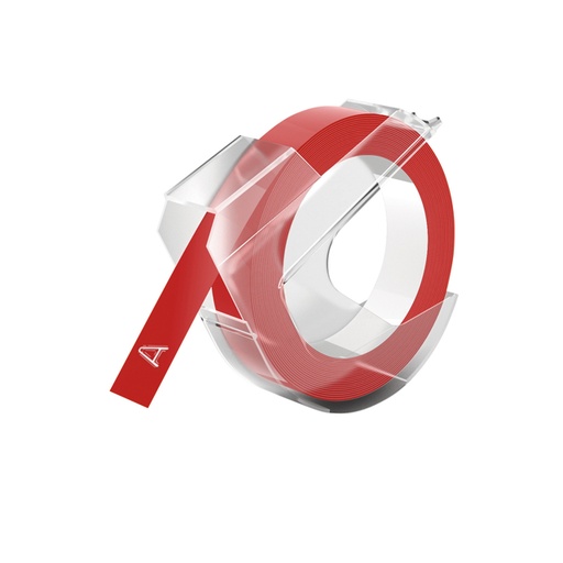 [930572] Reliëftape Dymo embossing vinyl 9mm wit op rood
