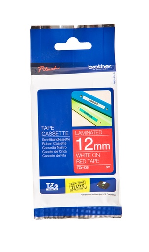 [930978] Labeltape Brother P-touch TZe-435 standaard 12mm wit op rood