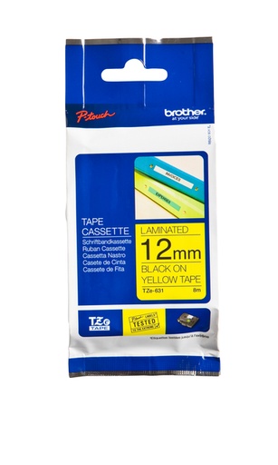 [930985] Labeltape Brother P-touch TZe-631 standaard 12mm zwart op geel