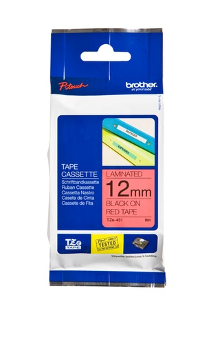 [930990] Labeltape Brother P-touch TZe-431 standaard 12mm zwart op rood