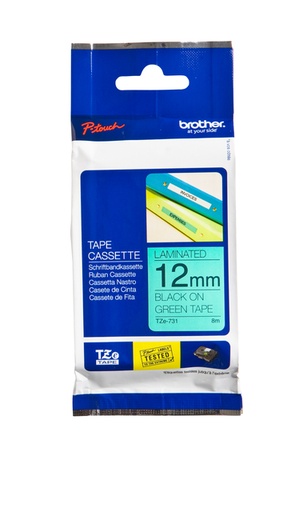 [930993] Labeltape Brother P-touch TZe-731 standaard 12mm zwart op groen