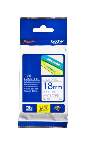 [931020] Labeltape Brother P-touch TZe-243 standaard 18mm blauw op wit