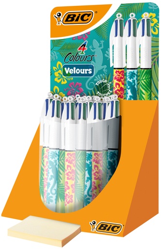 [965627] Balpen Bic 4kleuren velours medium assorti
