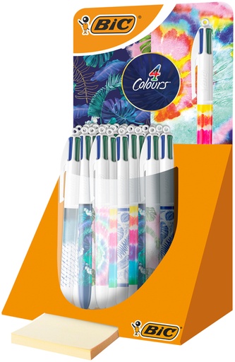 [965634] Balpen Bic 4kleuren medium Botonical & Tie Dye