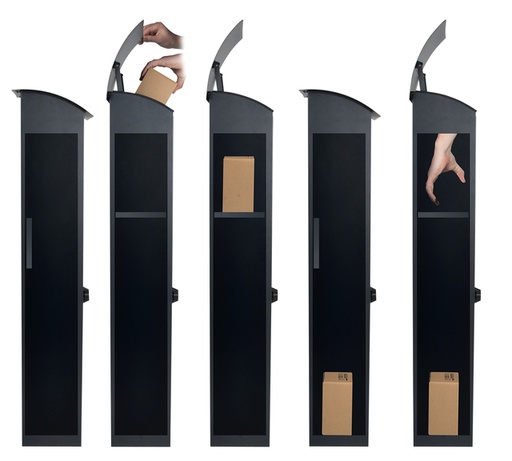 [1000083] Pakketbrievenbus Helsinki 390x240x1053mm zwart