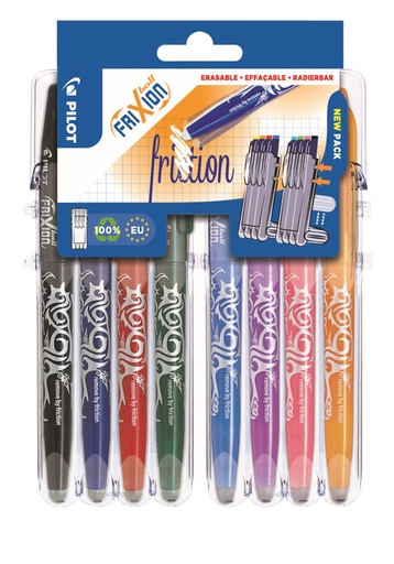 [1000148] Rollerpen PILOT friXion medium assorti Set2Go à 8 stuks