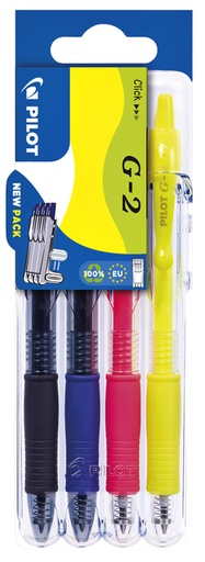 [1000153] Gelschrijver Pilot clicker medium neon assorti Set2Go à 4 stuks