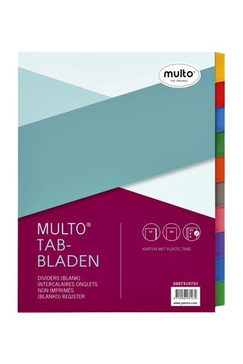 [270150] Tabbladen Multo A4 23-gaats 10-delig wit karton 220gr