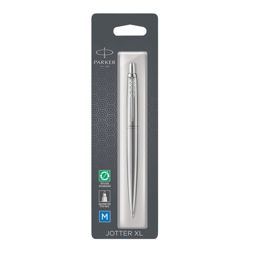 [1000259] Balpen Parker Jotter XL Monochrome stainless steel medium blister à 1 stuk