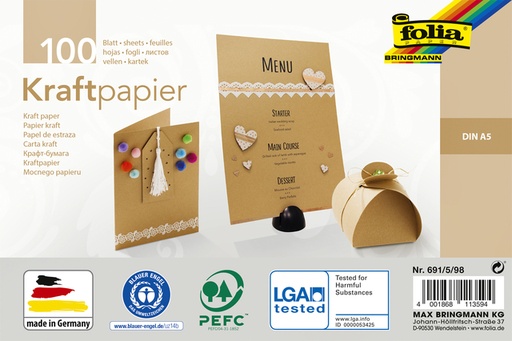 [1000293] Kraftpapier Folia A5 120gr 100 vel