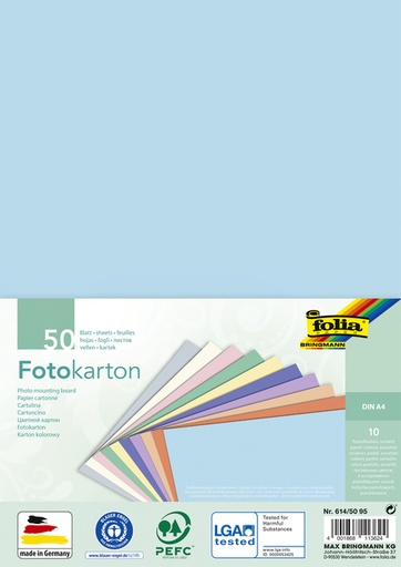 [1000298] Fotokarton Folia 2-zijdig A4 pastel 50 vel 10 kleuren