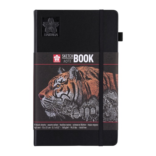 [1385327] Schetsboek Sakura 80 zwarte vellen 140gr 130x210mm zwart