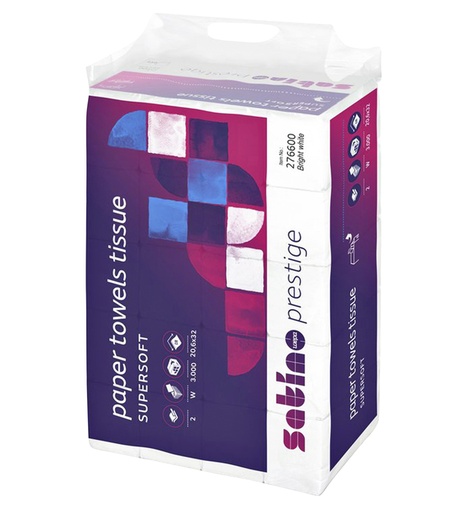 [1386035] Handdoek Satino PT2 Prestige w-vouw 2-laags 206x320mm 25x120 vel wit 276600