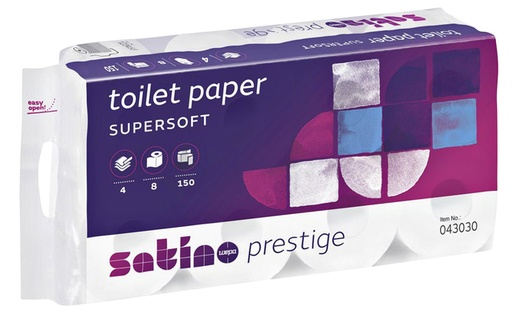 [1386038] Toiletpapier Satino MT1 HiLine 4-laags 8x150 vel wit 043030