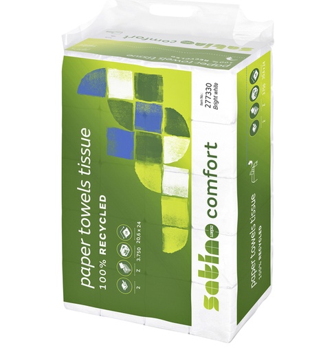 [1386046] Handdoek Satino PT2 Comfort z-vouw 2-laags 206x240mm 25x150 vel wit 277330