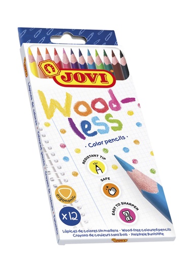 [1386298] Kleurpotloden Jovi houtvrij assorti etui à 12 stuks