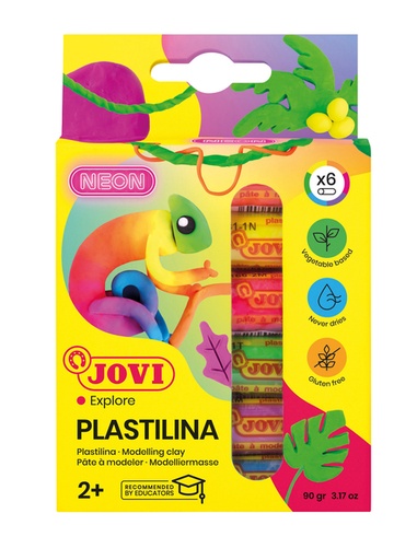 [1386301] Boetseerklei Jovi plastalina 15gr neon kleuren assorti etui à 6 stuks