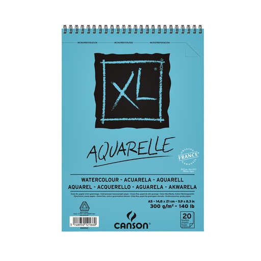 [1386465] Aquarelblok Canson XL Aquarelle A5 20V 300gr spiraal