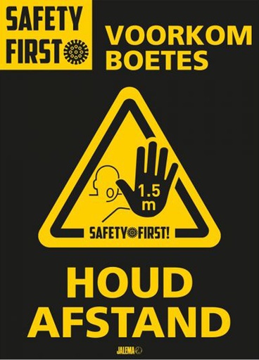 [1386738] Deursticker A4 Djois "Houd afstand" 200 x 300 mm geel 2 stuks