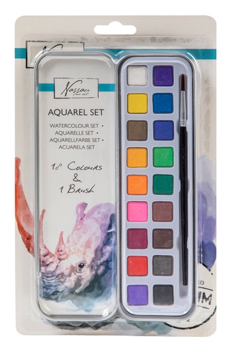 [1387100] Aquarelverf Nassau Art blik à 18 napjes en penseel