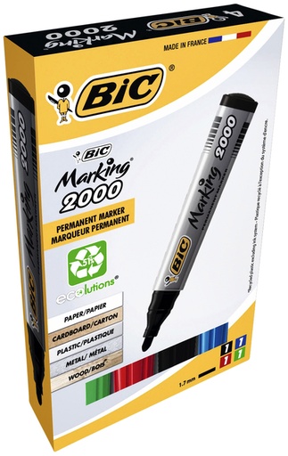 [1388080] Viltstift Bic 2000 ecolutions rond large assorti doos à 4 stuks