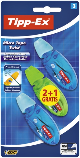 [1388088] Correctieroller Tipp-ex micro twist 5mmx8m blister 2+1 gratis