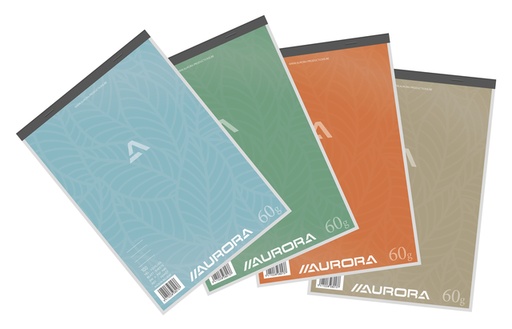 [1388124] Schrijfblok Aurora A4 lijn 100 vellen 60gr assorti