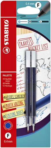 [1388244] Rollerpenvulling STABILO Palette fijn blauw blister à 2 stuks