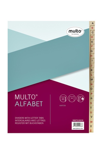 [271160] Tabbladen Multo A4 23-rings 24-delig A-Z karton chamois