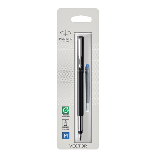 [1388281] Vulpen Parker Vector black medium blister à 1 stuk