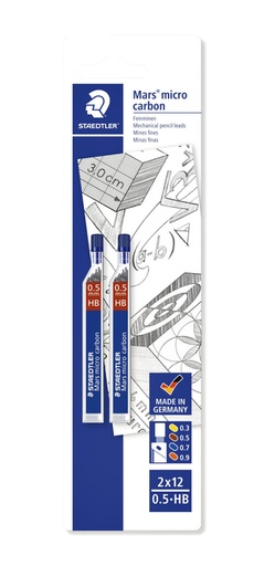 [1388354] Potloodstift Staedtler Mars Carbon Micro 0.5mm HB blister 2 stuks