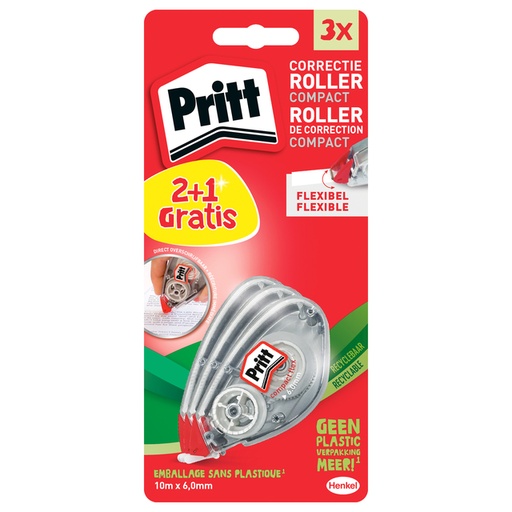 [1388434] Correctieroller Pritt Compact Flex 6mm x 10m blister 2+1 gratis