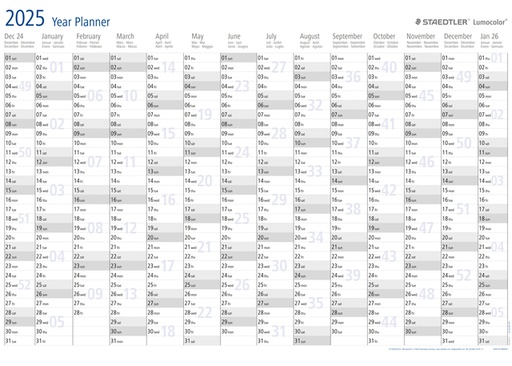 [1388444] Jaarplanner 2025 Staedtler Lumocolor 84x60cm oprolbaar