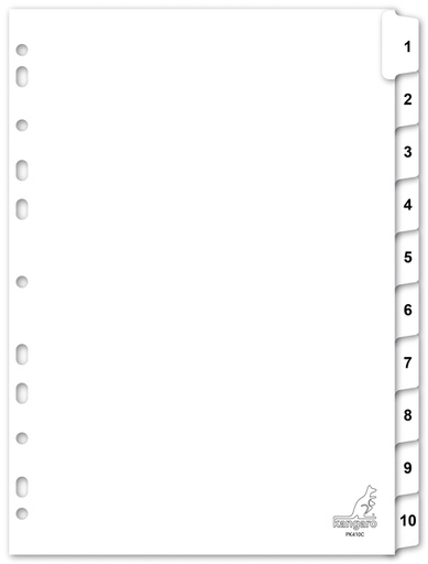 [271501] Tabbladen Kangaro 4-gaats PK410C 1-10 genummerd wit karton