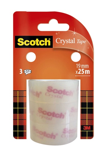 [1388452] Plakband Scotch Crystal 19mmx25m transparant helder 3 rollen